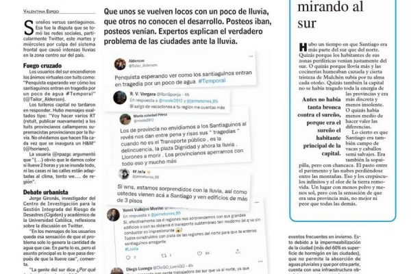 LUN: La lluvia provocó un temporal de pesadeces entre santiaguinos y sureños