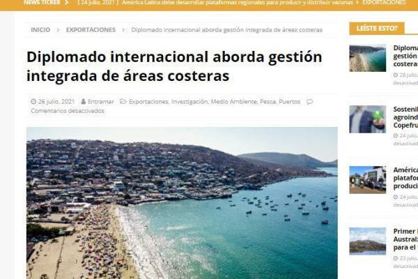 Entramar.cl: Diplomado internacional aborda gestión integrada de áreas costeras