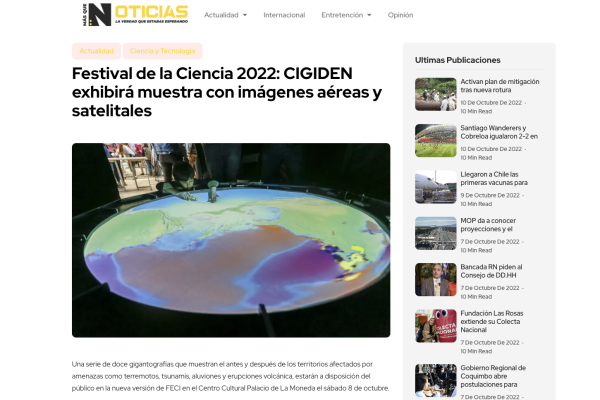 Festival de la Ciencia 2022: CIGIDEN exhibirá muestra con imágenes aéreas y satelitales