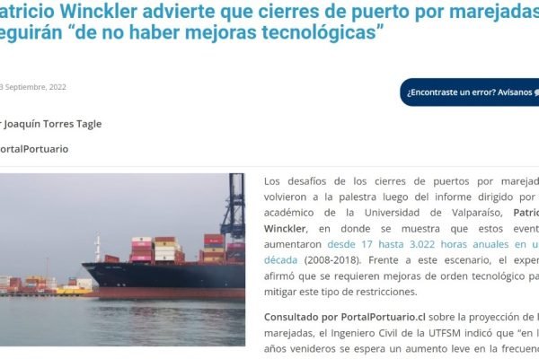 PortalPortuario: Patricio Winckler advierte que cierres de puerto por marejadas seguirán “de no haber mejoras tecnológicas”