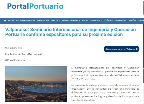 Portalportuario.cl | Valparaíso: Seminario Internacional de Ingeniería y Operación Portuaria confirma expositores para su próxima edición