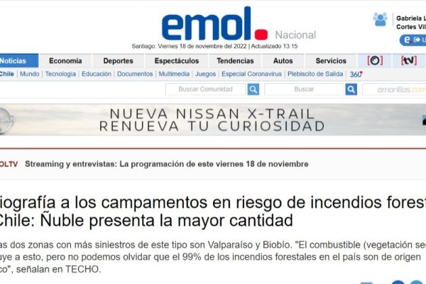 Emol.cl | Radiografía a los campamentos en riesgo de incendios forestales en Chile: Ñuble presenta la mayor cantidad