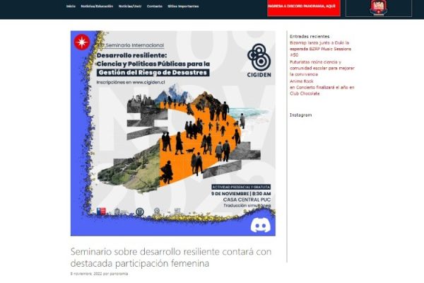 Panoramia.cl | Seminario sobre desarrollo resiliente contará con destacada participación femenina