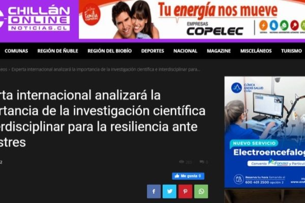 Chillanonline.cl | Experta internacional analizará la importancia de la investigación científica e interdisciplinar para la resiliencia ante desastres