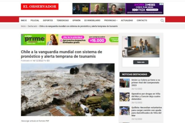 El Observador | Chile a la vanguardia mundial con sistema de pronóstico y alerta temprana de tsunamis