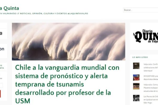 Diario La Quinta | Chile a la vanguardia mundial con sistema de pronóstico y alerta temprana de tsunamis desarrollado por profesor de la USM