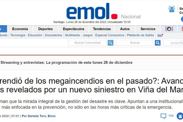 Emol.cl | ¿Se aprendió de los megaincendios en el pasado?: Avances y desafíos revelados por un nuevo siniestro en Viña del Mar