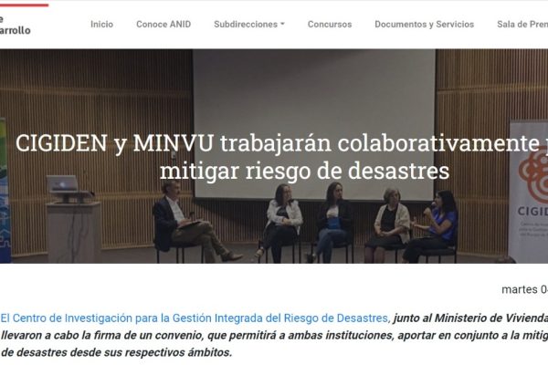 ANID | CIGIDEN y MINVU trabajarán colaborativamente para mitigar riesgo de desastres
