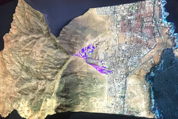 Proyección digital muestra como sería un aluvión en el sector de La Chimba en Antofagasta