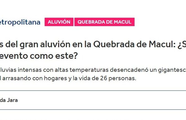 CHV | Se cumplen 30 años del gran aluvión en la Quebrada de Macul: ¿Santiago está preparado para un evento como este?
