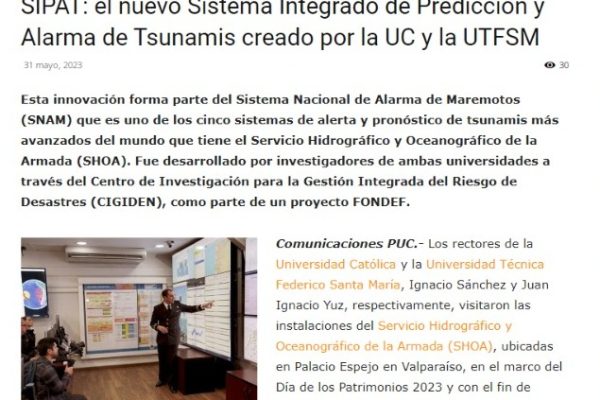 Ciencia en Chile | SIPAT: el nuevo Sistema Integrado de Predicción y Alarma de Tsunamis creado por la UC y la UTFSM
