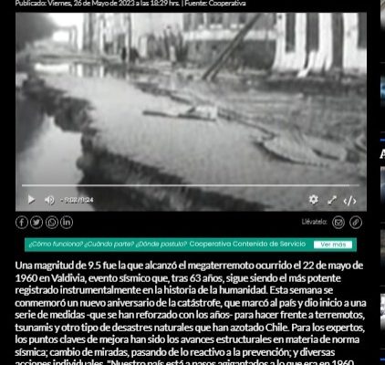 Cooperativa | A 63 años del terremoto de Valdivia, ¿cuánto ha avanzado Chile en gestión de desastres?