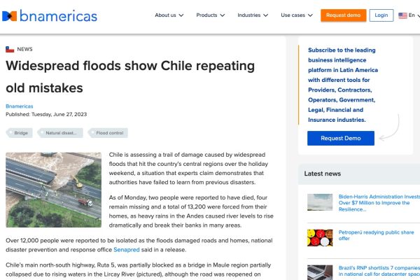 BN Americas | Widespread floods show Chile repeating old mistakes