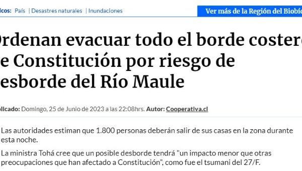 Cooperativa | Ordenan evacuar todo el borde costero de Constitución por riesgo de desborde del Río Maule
