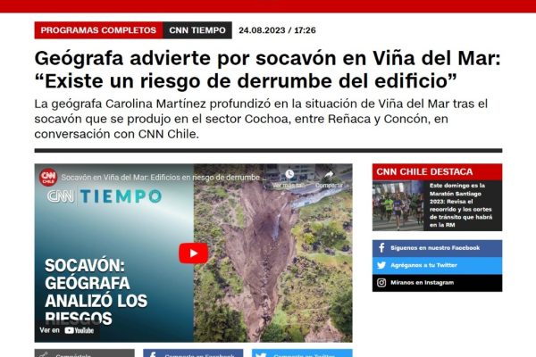 CNN |  Geógrafa advierte por socavón en Viña del Mar: “Existe un riesgo de derrumbe del edificio”