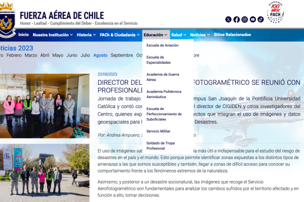 FACH | DIRECTOR DEL SERVICIO AEROFOTOGRAMÉTRICO SE REUNIÓ CON PROFESIONALES DEL CIGIDEN