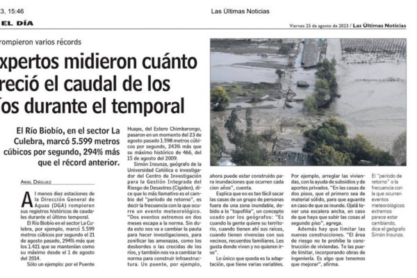 LUN | Expertos midieron cuánto creció el caudal de los ríos durante el temporal