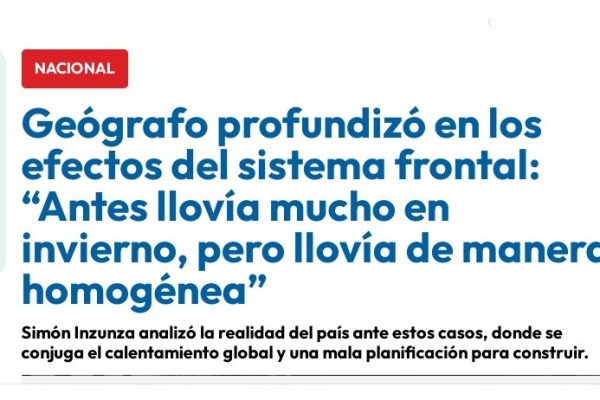 Radio ADN | Geógrafo profundizó en los efectos del sistema frontal: “Antes llovía mucho en invierno, pero llovía de manera homogénea”