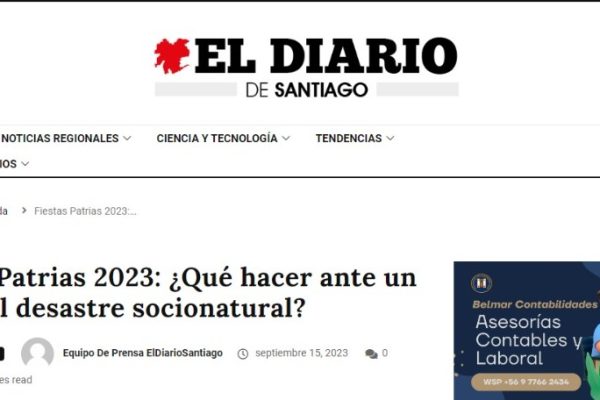 El Diario de Santiago | Fiestas Patrias 2023: ¿Qué hacer ante un eventual desastre socionatural?