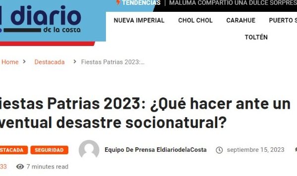 El Diario de la Costa | Fiestas Patrias 2023: ¿Qué hacer ante un eventual desastre socionatural?