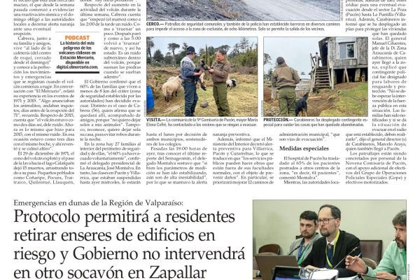El Mercurio | Protocolo permitirá a residentes retirar enseres de edificios en riesgo y Gobierno no intervendrá en otro socavón en Zapallar