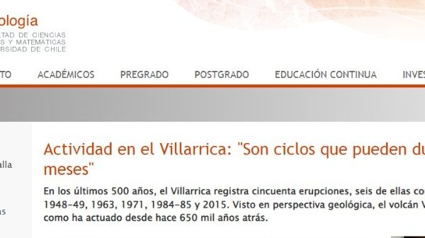 Geolgía U de Chile | Actividad en el Villarrica: “Son ciclos que pueden durar varios meses”