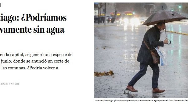 La Tercera | Lluvias en Santiago: ¿Podríamos quedarnos nuevamente sin agua potable?