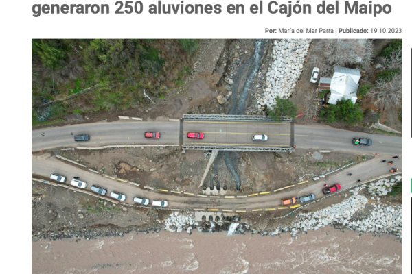 El Desconcierto | Estudio demostró que sólo en junio lluvias generaron 250 aluviones en el Cajón del Maipo