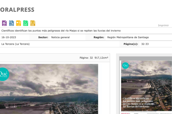 Litoralpress | Científicos identifican los puntos más peligrosos del río Maipo si se repiten las lluvias del invierno