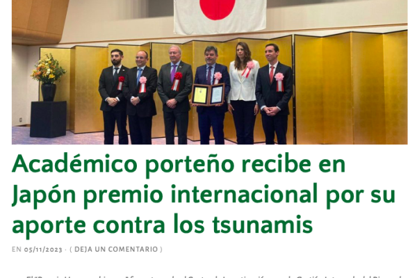 Diario La Quinta | Académico porteño recibe en Japón premio internacional por su aporte contra los tsunamis