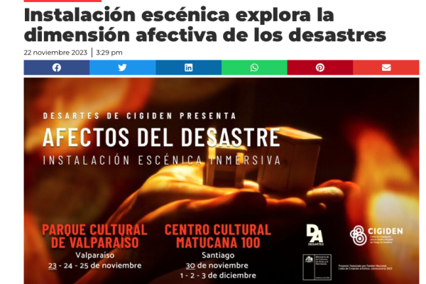 G5 Noticias | Instalación escénica explora la dimensión afectiva de los desastres