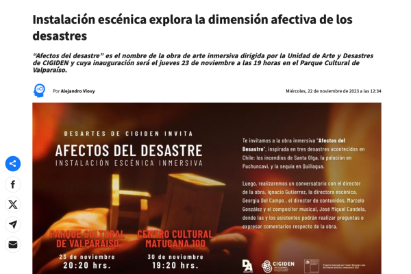 Ilustrado | Instalación escénica explora la dimensión afectiva de los desastres