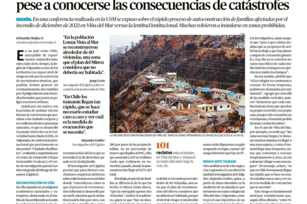 El Mercurio de Valparaíso | Investigadores revelan los riesgos que persisten pese a conocerse las consecuencias de catástrofes