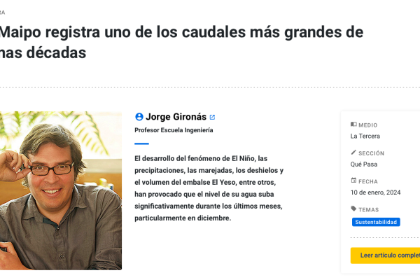 UC.cl | Río Maipo registra uno de los caudales más grandes de últimas décadas