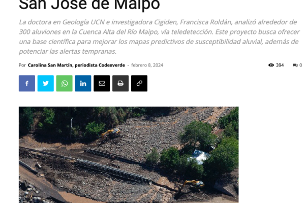CodexVerde | Geóloga identifica quebradas más activas y propensas a aluviones en San José de Maipo