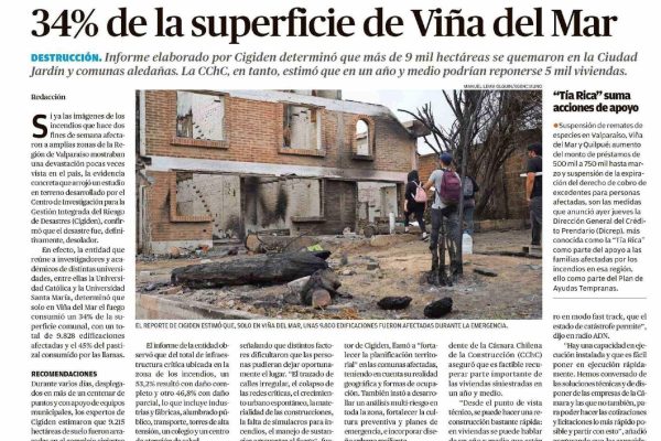 Diario Austral de Los Ríos | Estudio: incendios consumieron un 34% de la superficie de Viña del Mar