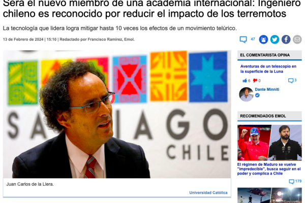 Emol | Será el nuevo miembro de una academia internacional: Ingeniero chileno es reconocido por reducir el impacto de los terremotos