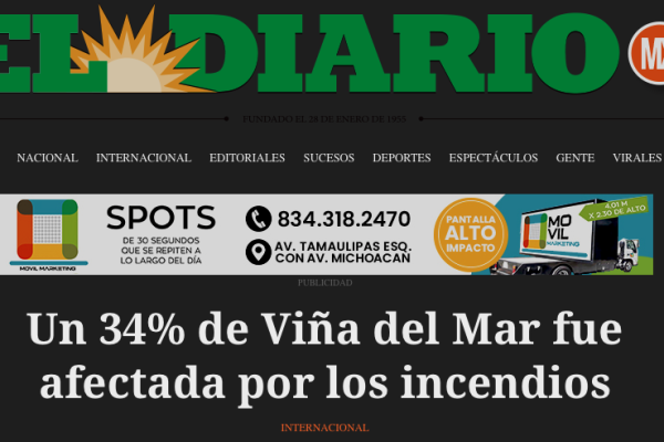 El Diario Mx | Un 34% de Viña del Mar fue afectada por los incendios