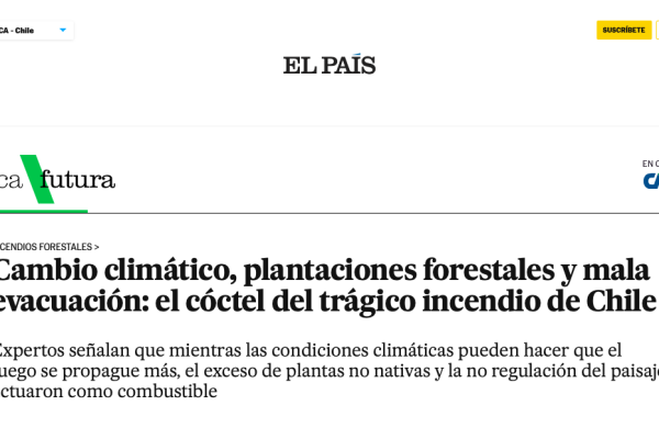 El País | Cambio climático, plantaciones forestales y mala evacuación: el cóctel del trágico incendio de Chile