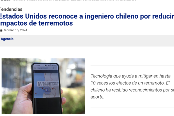 Está Pasando | Estados Unidos reconoce a ingeniero chileno por reducir impactos de terremotos