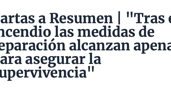 Resumen | “Tras el incendio las medidas de reparación alcanzan apenas para asegurar la supervivencia”