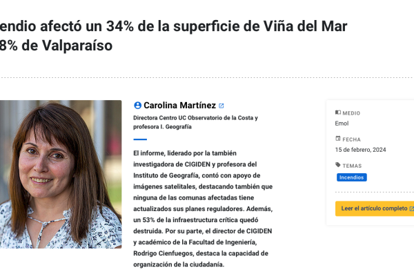 UC.cl | Incendio afectó un 34% de la superficie de Viña del Mar y 38% de Valparaíso