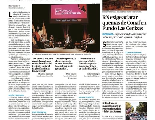 El Mercurio de Valparaíso | Comunidad debe tomar rol clave para evitar catástrofes