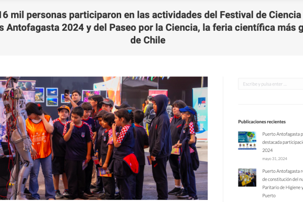 Puerto Antofagasta | Más de 16 mil personas participaron en las actividades del Festival de Ciencia Puerto de Ideas Antofagasta 2024 y del Paseo por la Ciencia, la feria científica más grande de Chile