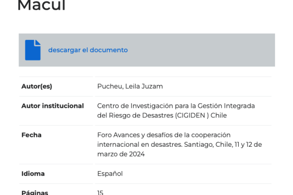 SELA | Gestión comunitaria del riesgo de desastre: caso Quebrada de Macul