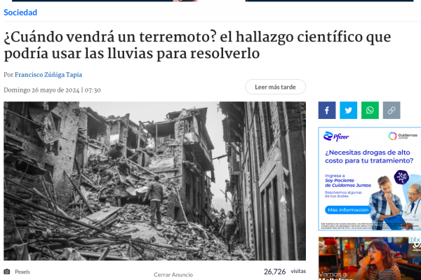 Bio Bio Chile | ¿Cuándo vendrá un terremoto? el hallazgo científico que podría usar las lluvias para resolverlo