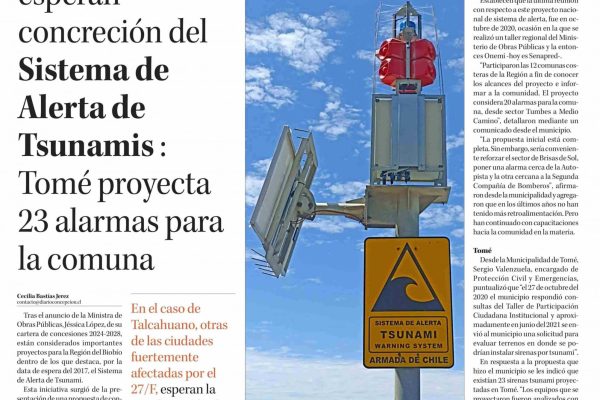Diario Concepción | Municipalidades esperan concreción del Sistema de Alerta de Tsunamis: Tomé proyecta 23 alarmas para la comuna