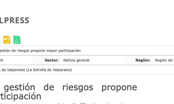 Litoralpress | La Estrella de Valparaíso: Libro de gestión de riesgos propone mayor participación