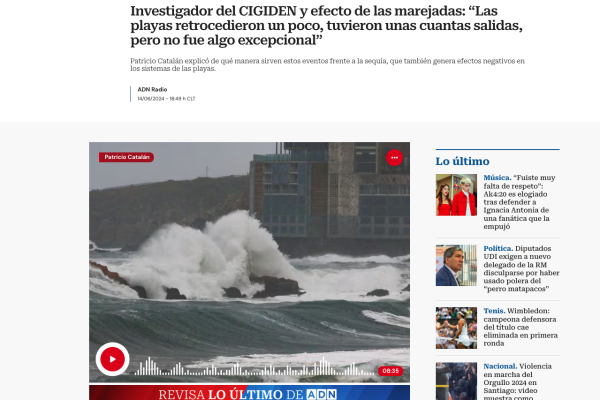 Radio ADN | Investigador del CIGIDEN y efecto de las marejadas: “Las playas retrocedieron un poco, tuvieron unas cuantas salidas, pero no fue algo excepcional”