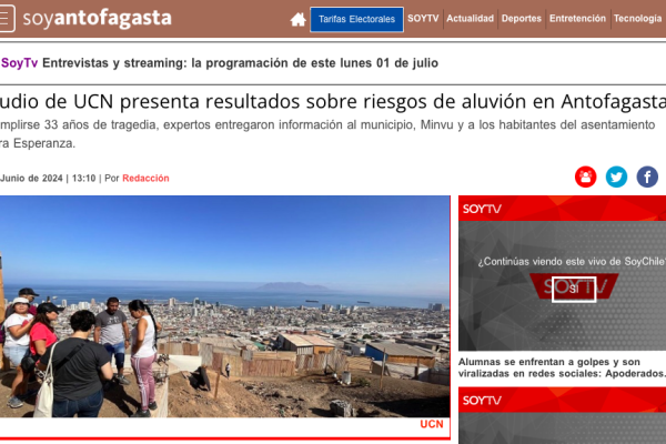 Soy Antofagasta | Estudio CIGIDEN presenta resultados sobre riesgos de aluvión en Antofagasta